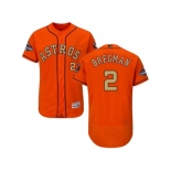 Men Houston Astros #2 Alex Bregman Orange FlexBase Authentic 2018 Gold Program Stitched Baseball Jersey