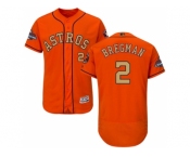 Men Houston Astros #2 Alex Bregman Orange FlexBase Authentic 2018 Gold Program Stitched Baseball Jersey