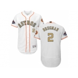 Men Houston Astros #2 Alex Bregman White FlexBase Authentic 2018 Gold Program Stitched Baseball Jersey