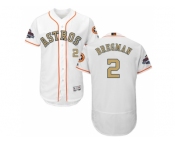 Men Houston Astros #2 Alex Bregman White FlexBase Authentic 2018 Gold Program Stitched Baseball Jersey