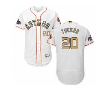 Men Houston Astros #20 Preston Tucker White FlexBase Authentic 2018 Gold Program Stitched Baseball Jersey