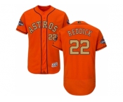 Men Houston Astros #22 Josh Reddick Orange FlexBase Authentic 2018 Gold Program Stitched Baseball Jersey