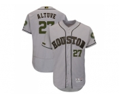 Men Houston Astros #27 Jose Altuve Grey Flexbase Authentic Collection 2018 Memorial Day Stitched MLB Jerse