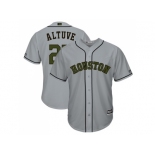 Men Houston Astros #27 Jose Altuve Grey New Cool Base 2018 Memorial Day Stitched MLB Jersey