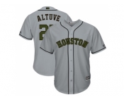 Men Houston Astros #27 Jose Altuve Grey New Cool Base 2018 Memorial Day Stitched MLB Jersey