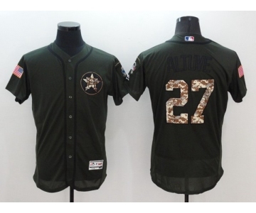 Men Houston Astros #27 Jose Altuve Majestic Green Salute to Service Flexbase Authentic Collection Jersey
