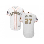 Men Houston Astros #27 Jose Altuve White FlexBase Authentic 2018 Gold Program Stitched Baseball Jersey