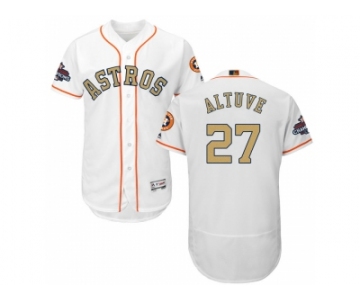 Men Houston Astros #27 Jose Altuve White FlexBase Authentic 2018 Gold Program Stitched Baseball Jersey