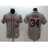 Men Houston Astros #34 Nolan Ryan Majestic Gray Flexbase Authentic Collection Player Jersey