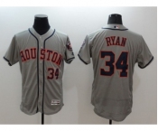 Men Houston Astros #34 Nolan Ryan Majestic Gray Flexbase Authentic Collection Player Jersey