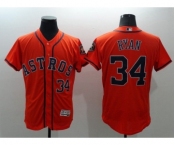 Men Houston Astros #34 Nolan Ryan Majestic Orange Flexbase Authentic Collection Player Jersey