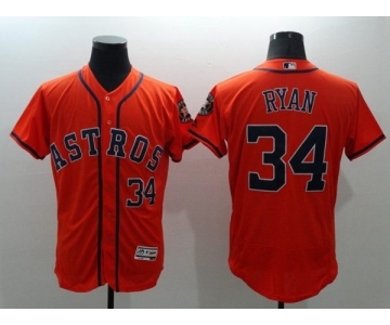 Men Houston Astros #34 Nolan Ryan Majestic Orange Flexbase Authentic Collection Player Jersey