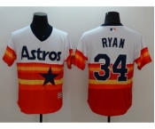 Men Houston Astros #34 Nolan Ryan Majestic Orange Flexbase Authentic Cooperstown Player Jersey