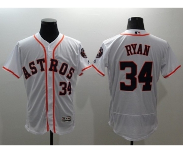 Men Houston Astros #34 Nolan Ryan Majestic White Flexbase Authentic Collection Player Jersey