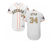 Men Houston Astros #34 Nolan Ryan White FlexBase Authentic 2018 Gold Program Stitched Baseball Jersey