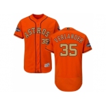 Men Houston Astros #35 Justin Verlander Orange FlexBase Authentic 2018 Gold Program Stitched Baseball Jersey