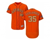 Men Houston Astros #35 Justin Verlander Orange FlexBase Authentic 2018 Gold Program Stitched Baseball Jersey