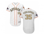 Men Houston Astros #35 Justin Verlander White FlexBase Authentic 2018 Gold Program Stitched Baseball Jersey