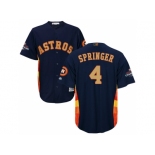 Men Houston Astros #4 George Springer Navy 2018 Gold Program Cool Base Stitched Baseball Jersey