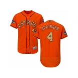 Men Houston Astros #4 George Springer Orange FlexBase Authentic 2018 Gold Program Stitched Baseball Jersey