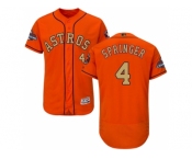 Men Houston Astros #4 George Springer Orange FlexBase Authentic 2018 Gold Program Stitched Baseball Jersey