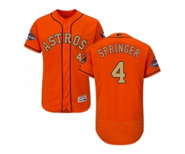 Men Houston Astros #4 George Springer Orange FlexBase Authentic 2018 Gold Program Stitched Baseball Jersey