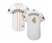 Men Houston Astros #4 George Springer White FlexBase Authentic 2018 Gold Program Stitched Baseball Jersey