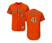 Men Houston Astros #41 Brad Peacock Orange FlexBase Authentic 2018 Gold Program Stitched Baseball Jersey