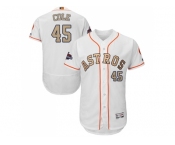 Men Houston Astros #45 Gerrit Cole White FlexBase Authentic 2018 Gold Program Cool Base Stitched Baseball Jersey