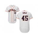 Men Houston Astros #45 Gerrit Cole White Flexbase Authentic Collection Stitched MLB Jersey