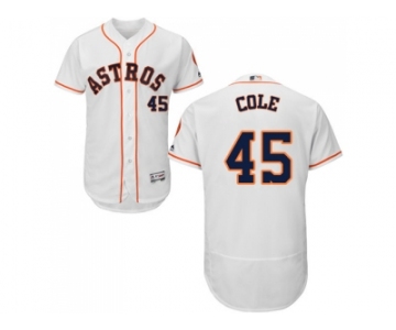 Men Houston Astros #45 Gerrit Cole White Flexbase Authentic Collection Stitched MLB Jersey