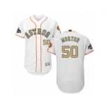 Men Houston Astros #50 Charlie Morton White FlexBase Authentic 2018 Gold Program Stitched Baseball Jersey