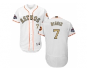 Men Houston Astros #7 Craig Biggio White FlexBase Authentic 2018 Gold Program Stitched Baseball Jersey