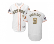 Men Houston Astros #9 Marwin Gonzalez White FlexBase Authentic 2018 Gold Program Stitched Baseball Jersey