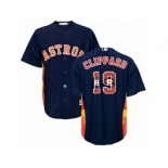 Men Majestic Houston Astros #19 Tyler Clippard Authentic Navy Blue Team Logo Fashion Cool Base MLB Jersey