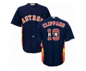 Men Majestic Houston Astros #19 Tyler Clippard Authentic Navy Blue Team Logo Fashion Cool Base MLB Jersey