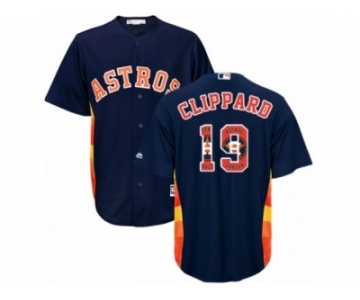 Men Majestic Houston Astros #19 Tyler Clippard Authentic Navy Blue Team Logo Fashion Cool Base MLB Jersey