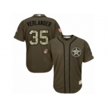 Men Majestic Houston Astros #35 Justin Verlander Authentic Green Salute to Service MLB Jersey