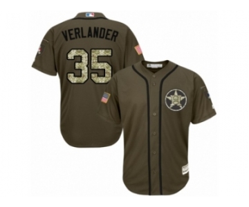 Men Majestic Houston Astros #35 Justin Verlander Authentic Green Salute to Service MLB Jersey