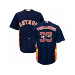 Men Majestic Houston Astros #35 Justin Verlander Authentic Navy Blue Team Logo Fashion Cool Base MLB Jersey