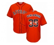 Men Majestic Houston Astros #35 Justin Verlander Authentic Orange Team Logo Fashion Cool Base MLB Jersey