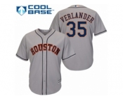 Men Majestic Houston Astros #35 Justin Verlander Replica Grey Road Cool Base MLB Jersey