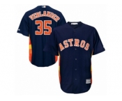 Men Majestic Houston Astros #35 Justin Verlander Replica Navy Blue Alternate Cool Base MLB Jersey