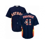 Men Majestic Houston Astros #41 Brad Peacock Authentic Navy Blue Team Logo Fashion Cool Base MLB Jersey