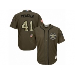 Men Majestic Houston Astros #41 Brad Peacock Replica Green Salute to Service MLB Jersey