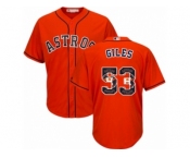 Men Majestic Houston Astros #53 Ken Giles Authentic Orange Team Logo Fashion Cool Base MLB Jersey