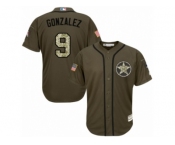 Men Majestic Houston Astros #9 Marwin Gonzalez Authentic Green Salute to Service MLB Jersey