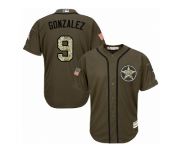 Men Majestic Houston Astros #9 Marwin Gonzalez Authentic Green Salute to Service MLB Jersey