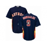 Men Majestic Houston Astros #9 Marwin Gonzalez Authentic Navy Blue Team Logo Fashion Cool Base MLB Jersey