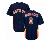 Men Majestic Houston Astros #9 Marwin Gonzalez Authentic Navy Blue Team Logo Fashion Cool Base MLB Jersey